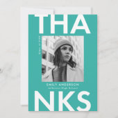 はっきりしたターコイズ写真卒業 サンキューカード (正面)