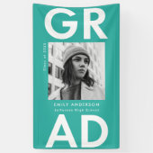 はっきりしたターコイズ写真卒業 横断幕 (縦)