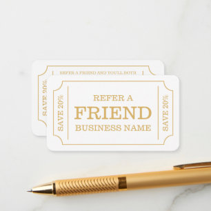 はっきりしたチケットスタイル – ホワイト&金ゴールド – 紹介カード エンクロージャーカード