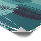 はっきりしたティール(緑がかった色)の白い背景のブラシストローク ポスター (角)