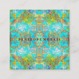 はっきりしたティール（緑がかった色）カラフル抽象芸術化粧アーティスト スクエア名刺