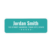 はっきりしたティール(緑がかった色)白モダン差出人住所 ラベル (正面)