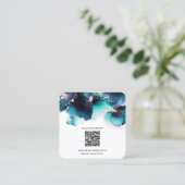 *~*はっきりしたティール（緑がかった色）QRコードYummy金ゴールドはっきりしたAP29 スクエア名刺 (スタンド正面)