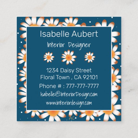はっきりしたデイジー |ブルーフローラスクエアの名刺 スクエア名刺 (裏面)