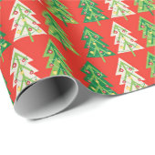 はっきりしたトレンディーモダン名門私立校風のクリスマスツリー ラッピングペーパー (ロールコーナー)