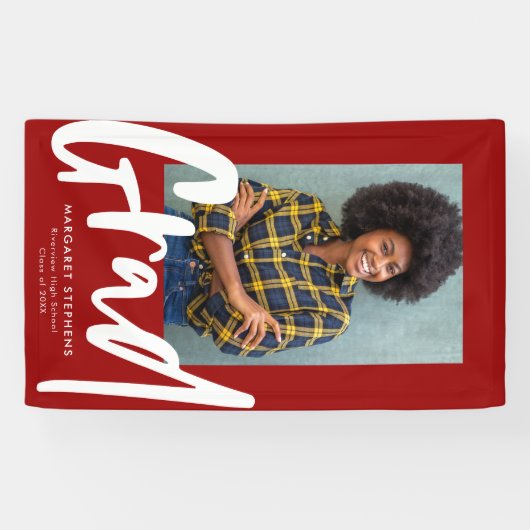 はっきりしたトレンディー卒業の赤いフォトバナー 横断幕 (横)