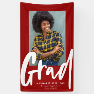 はっきりしたトレンディー卒業の赤いフォトバナー 横断幕