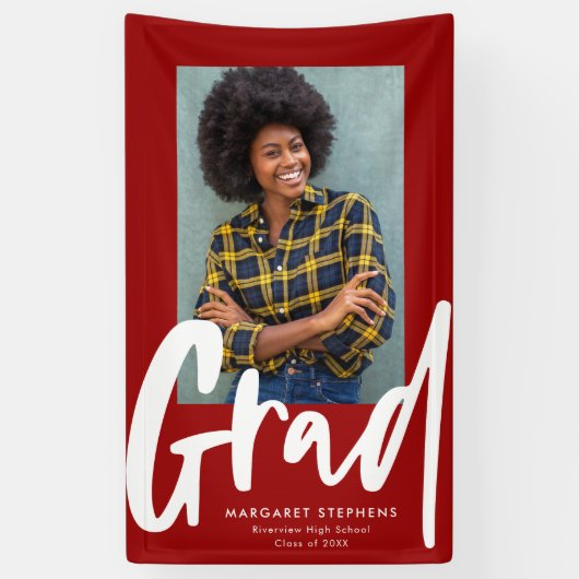 はっきりしたトレンディー卒業の赤いフォトバナー 横断幕 (縦)