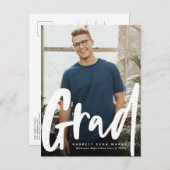 はっきりしたトレンディー卒業招待状 インビテーションポストカード (正面/裏面)