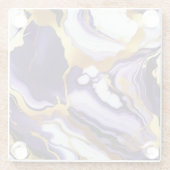 はっきりしたトレンディー紫イエロー金ゴールド大理石フェイク ガラスコースター (裏面)