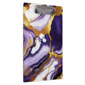 はっきりしたトレンディー紫イエロー金ゴールド大理石フェイク クリップボード (右)