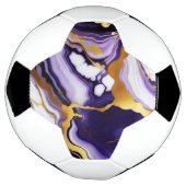 はっきりしたトレンディー紫イエロー金ゴールド大理石フェイク サッカーボール (回転)