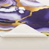 はっきりしたトレンディー紫イエロー金ゴールド大理石フェイク シェルパブランケット (3/4)