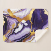 はっきりしたトレンディー紫イエロー金ゴールド大理石フェイク シェルパブランケット (正面(横))
