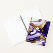 はっきりしたトレンディー紫イエロー金ゴールド大理石フェイク ノートブック (内部)