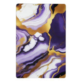 はっきりしたトレンディー紫イエロー金ゴールド大理石フェイク ミニクリップボード (裏面)