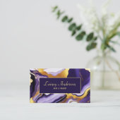 はっきりしたトレンディー紫イエロー金ゴールド大理石フェイク 名刺 (スタンド正面)