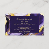 はっきりしたトレンディー紫イエロー金ゴールド大理石フェイク 名刺 (裏面)