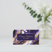 はっきりしたトレンディー紫イエロー金ゴールド大理石フェイク 名刺 (スタンド正面)