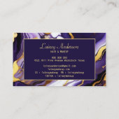 はっきりしたトレンディー紫イエロー金ゴールド大理石フェイク 名刺 (裏面)