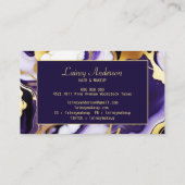 はっきりしたトレンディー紫イエロー金ゴールド大理石フェイク 名刺 (裏面)