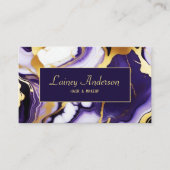 はっきりしたトレンディー紫イエロー金ゴールド大理石フェイク 名刺 (正面)