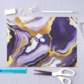 はっきりしたトレンディー紫イエロー金ゴールド大理石フェイク 薄葉紙 (クラフト)