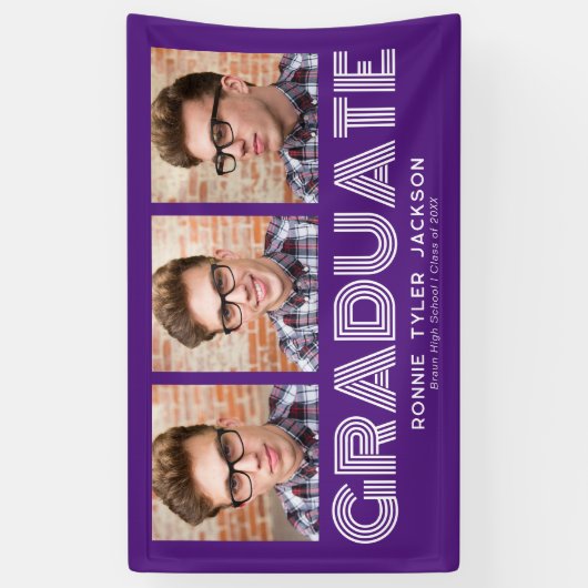 はっきりしたトレンディー3大学院写真卒業バナー 横断幕 (縦)