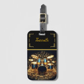 はっきりしたドラム&ギターロックインスパイア ラゲッジタグ (正面縦)