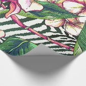 はっきりしたハワイアンフローラモンステラ葉プルメリアズ& ラッピングペーパー (角)