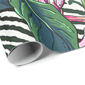 はっきりしたハワイアンフローラモンステラ葉プルメリアズ& ラッピングペーパー (ロールコーナー)