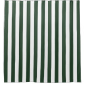 はっきりしたハンターグリーンとホワシンプルイトストライプの シャワーカーテン (正面)
