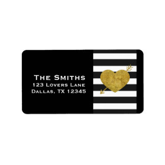 はっきりしたハートと矢印差出人住所ラベル ラベル