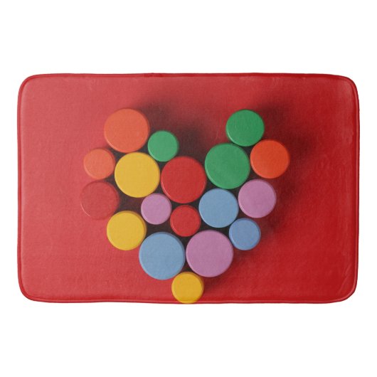 はっきりしたハートバスマット – プラッシュデザイン バスマット (正面)