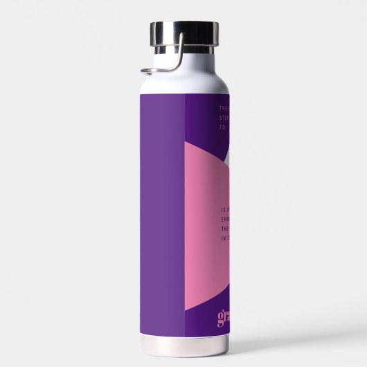 はっきりしたハート紫ピンクの感謝の気持ち ウォーターボトル (右面)