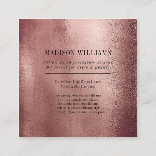 はっきりしたバラエレガント金ゴールド写真ソーシャル·メディア コーリングカード (裏面)