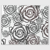 'はっきりしたバラガーデン' (b/w)光沢ラッピング紙 ラッピングペーパー (フラット)