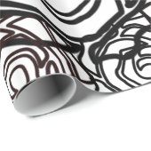 'はっきりしたバラガーデン' (b/w)光沢ラッピング紙 ラッピングペーパー (ロールコーナー)