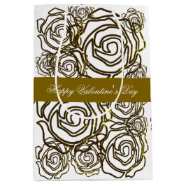 'はっきりしたバラバレンタイン' (金ゴールド – 中サイズ)抱き枕 ミディアムペーパーバッグ