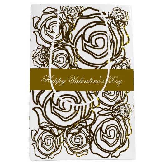 'はっきりしたバラバレンタイン' (金ゴールド – 中サイズ)抱き枕 ミディアムペーパーバッグ (正面)