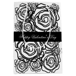 'はっきりしたバラバレンタイン' (b/w)中抱き枕 ミディアムペーパーバッグ