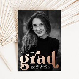 はっきりしたバラ金ゴールドタイポグラフィ卒業発表 箔招待状