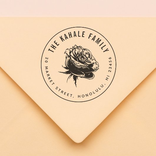 はっきりしたバラ |ファミリカスタムー名と差出人住所 ラバースタンプ