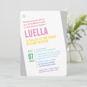 はっきりしたバルミツワー明モダン角カラフル 招待状 (スタンド正面)