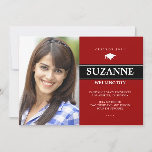 はっきりしたバー1写真の卒業発表 招待状 (正面)