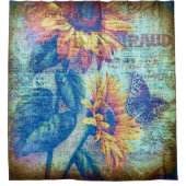 はっきりしたヒマワリ素朴チョウ シャワーカーテン (正面)