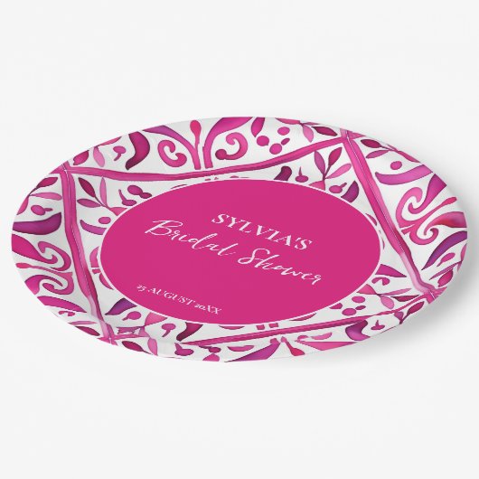 はっきりしたピクスペインの・タラベラ・メキシコブライダルシャワー ペーパープレート (アングル)