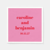 はっきりしたピッモダンク結婚レッドパーソナライズされた スタンダードカクテルナプキン (正面)