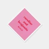 はっきりしたピッモダンク結婚レッドパーソナライズされた スタンダードカクテルナプキン (角)