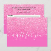 はっきりしたピンクグリッターグラデーションネオンギフト券 (正面/裏面)